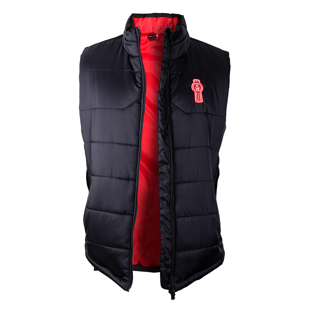 Mens Black & Red Puffer Vest Kenworth Consumer