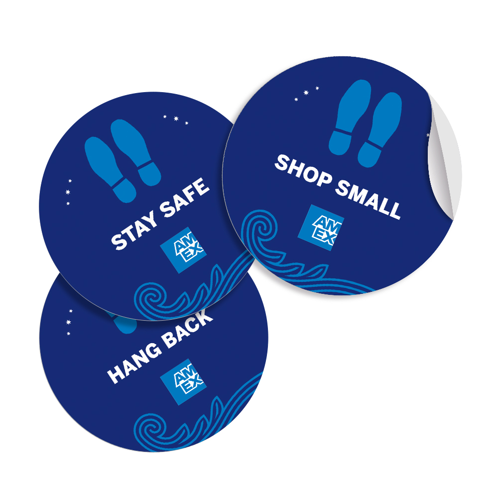 Set of 3 Social Distancing Floor Stickers American Express Signs and